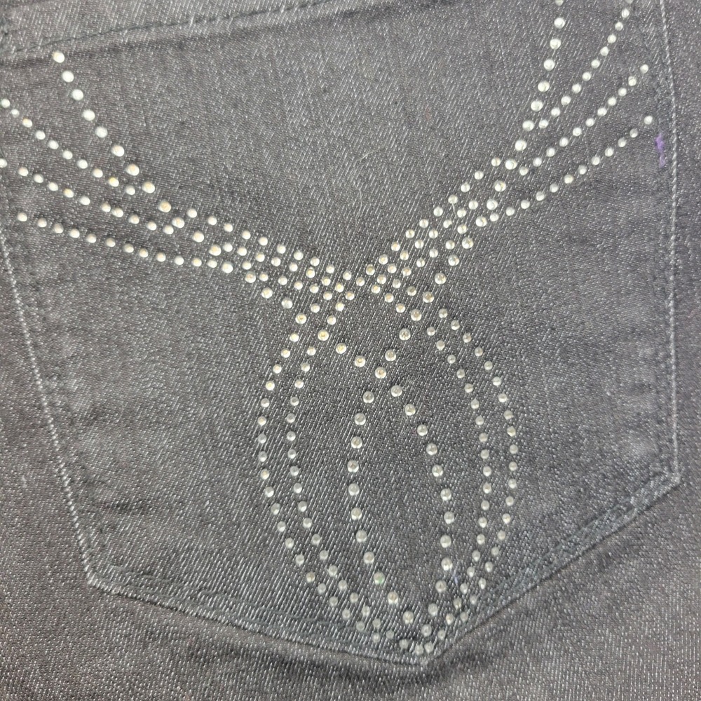NYDJ Tummy Tuck Jeans Womens Size 16 Black Flare Bootcut Rhinestone Studded‎ - Picture 12 of 16